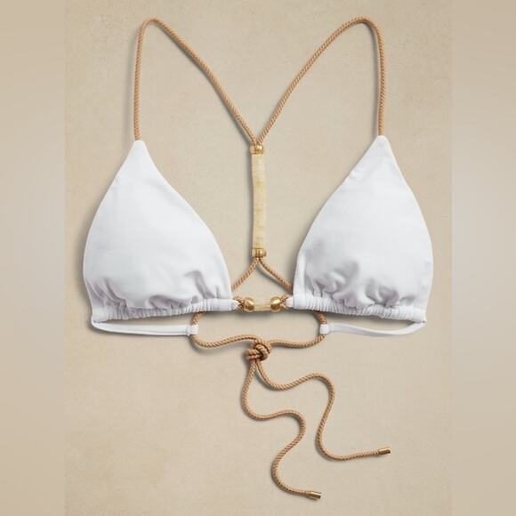ViX Swimwear by Paula Hermanny Solid BROOKE T Back Bikini Top -  White - Size L - Picture 2 of 7